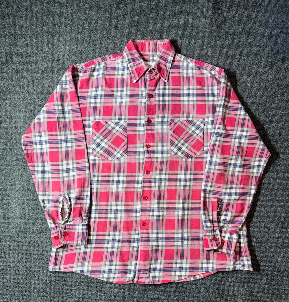 The Highlander Flannel by Bud Berma Red Plaid Flannel Shirt Sz L